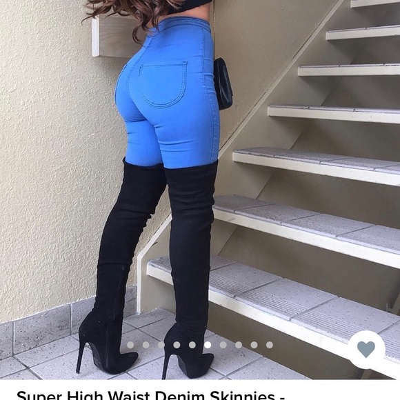 Fashion Nova - Super High Waist Denim Skinnies (3) - Picture 6 of 7